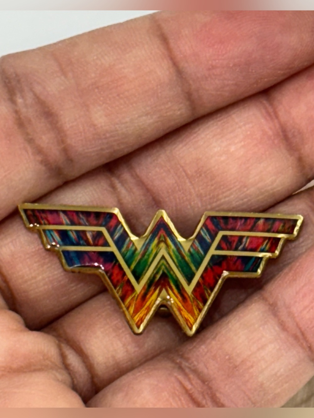 Multicolor Wonder W Logo Enamel Pin - Gold Trim
